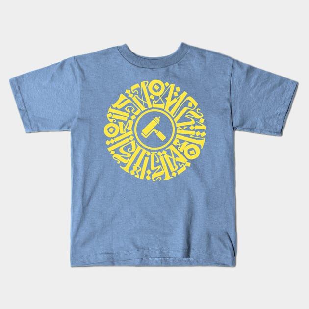 Migration III in gold yellow text Kids T-Shirt by SCRYPTK